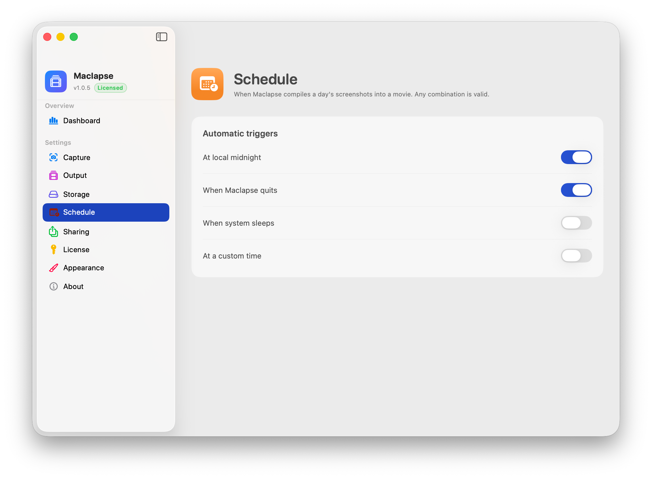 Schedule triggers.