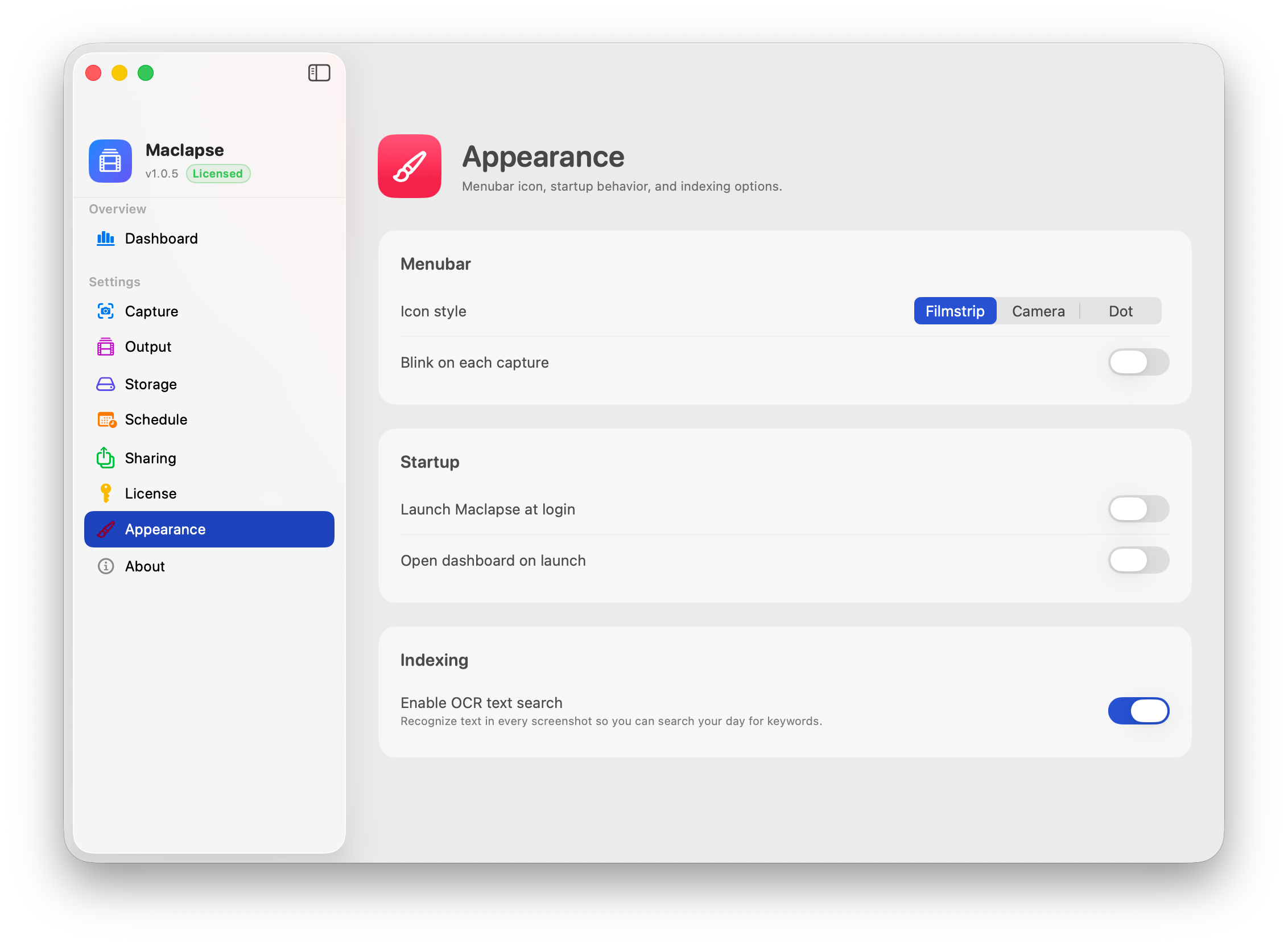 About + permissions.